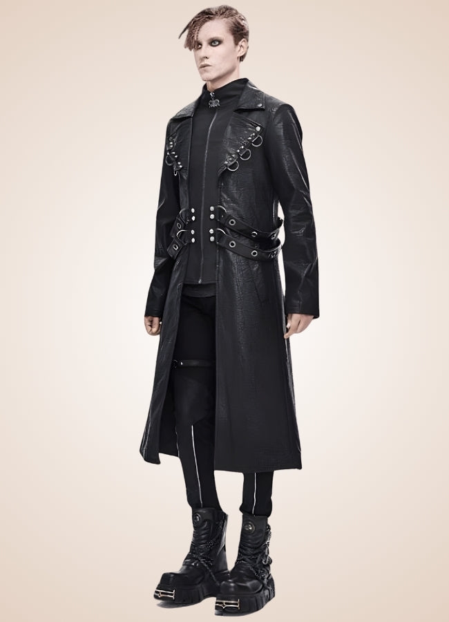 Gothic Leather Trench Coat UK