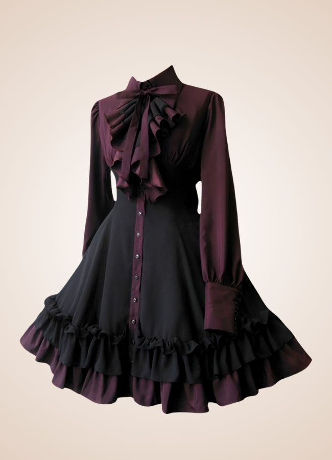 Gothic Medieval Burgundy Dress UK