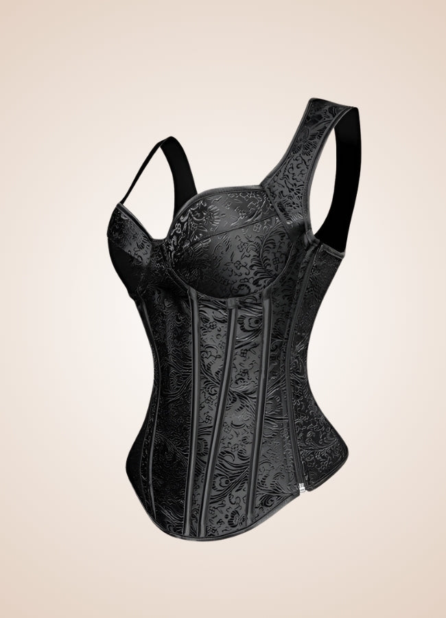 Gothic Paisley Pattern Strapped Corset UK