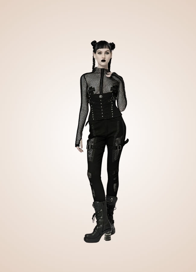 Gothic Punk Hollow Mesh Pants UK