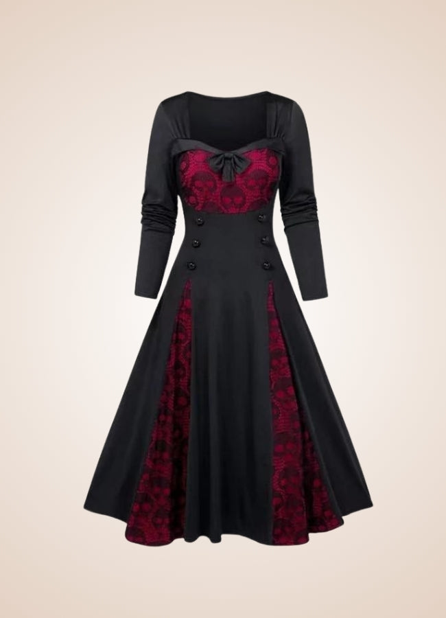 Gothic Skull Print Long Dress UK