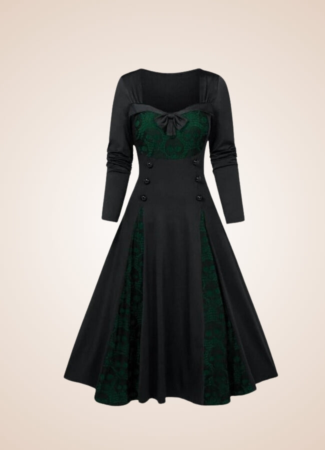 Gothic Skull Print Long Dress UK