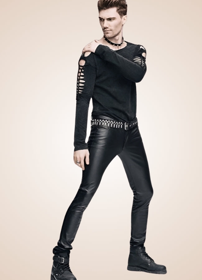 Gothic Slim Fit Leather Pants UK