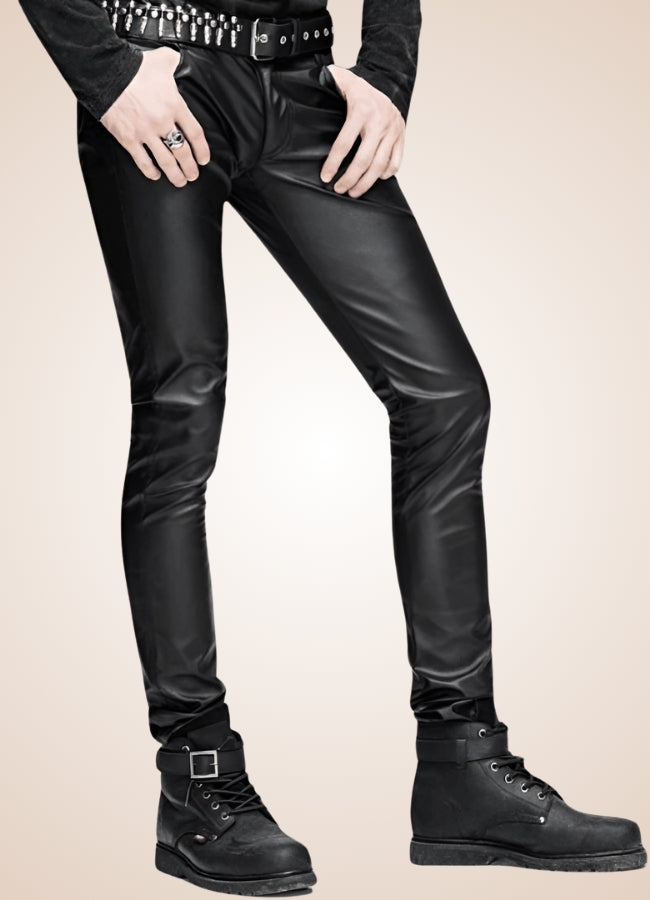 Gothic Slim Fit Leather Pants UK