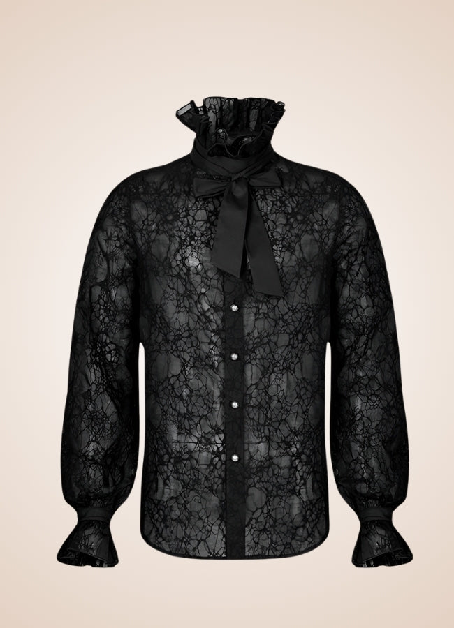 Gothic Steampunk Flounce Tie Shirt UK