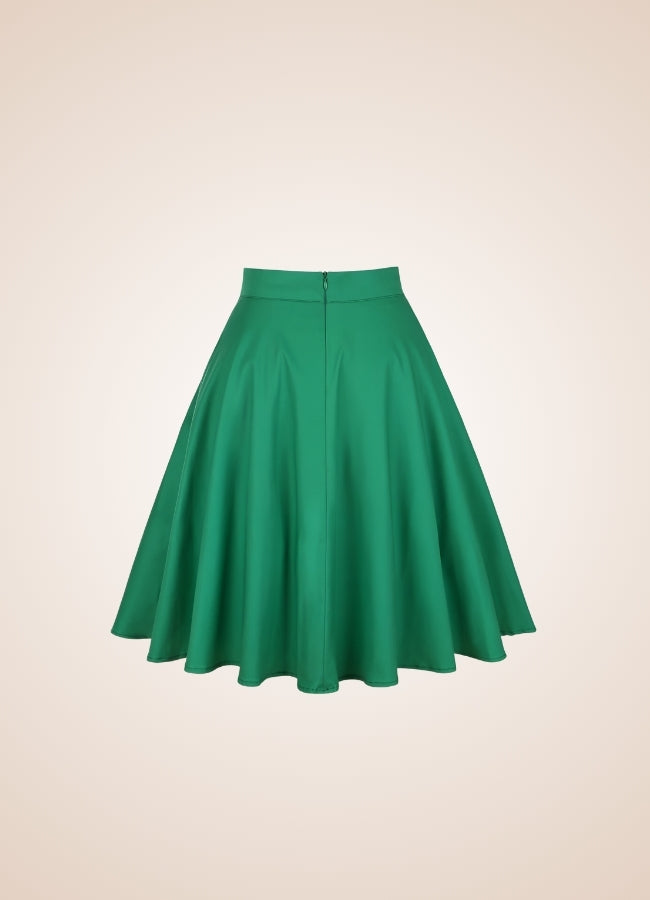Green Retro Solid Color Skirt UK