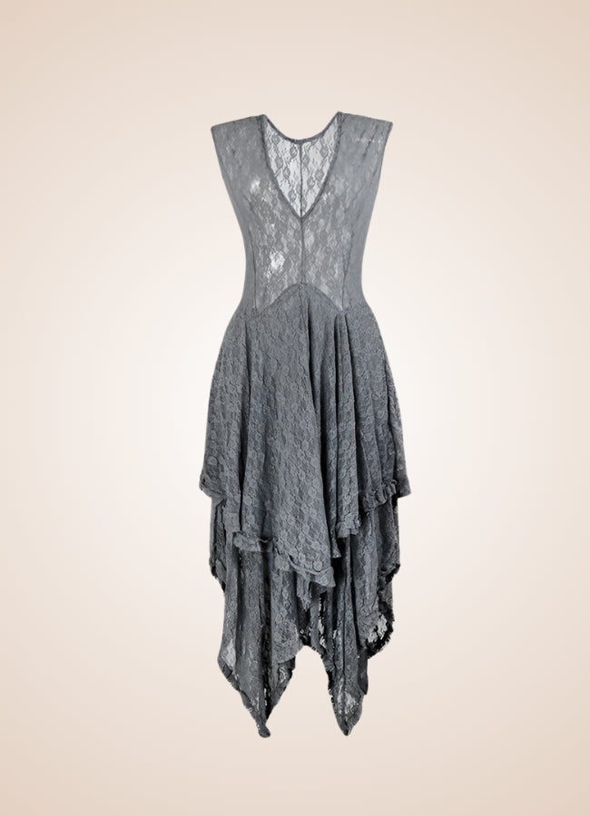 Grey Steampunk Long Dress UK