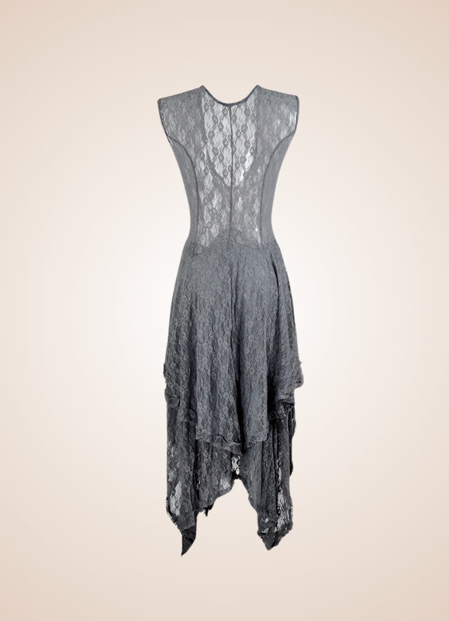 Grey Steampunk Long Dress UK
