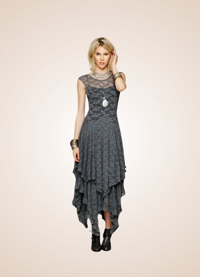 Grey Steampunk Long Dress UK