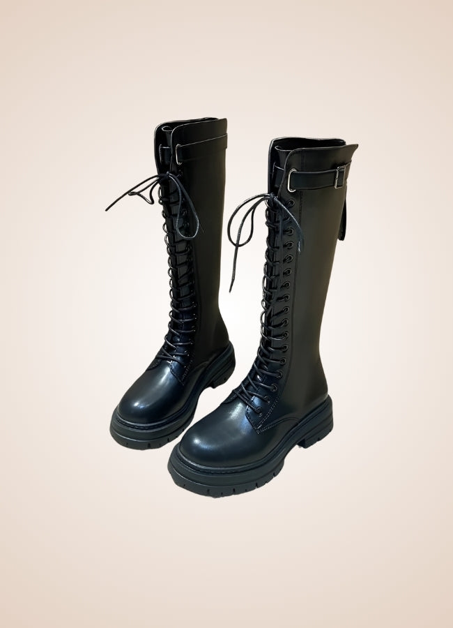 Knee High Steampunk Leather Boots UK