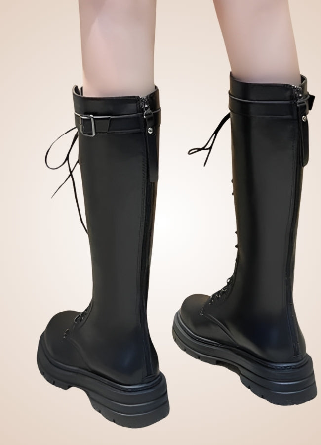 Knee High Steampunk Leather Boots UK