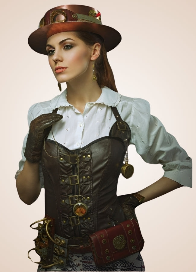 Leather And Straps Steampunk Corset UK