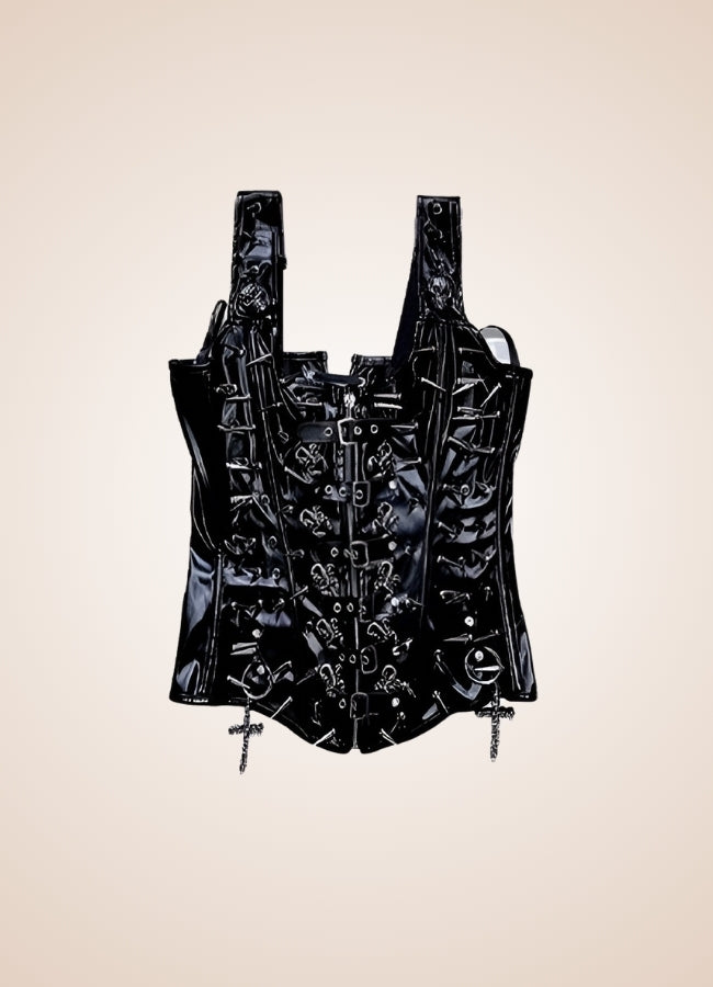 Leather Steampunk Long Bustier UK