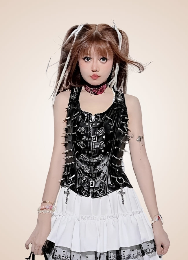 Leather Steampunk Long Bustier UK