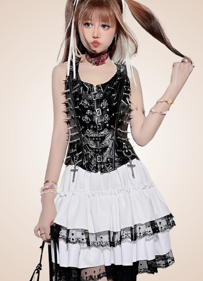 Leather Steampunk Long Bustier UK
