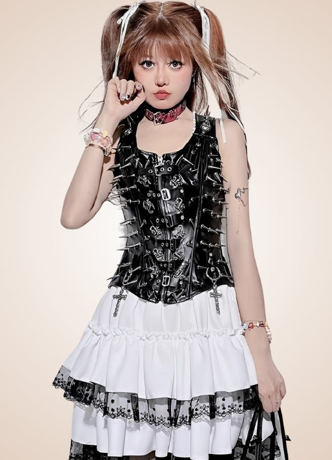 Leather Steampunk Long Bustier UK