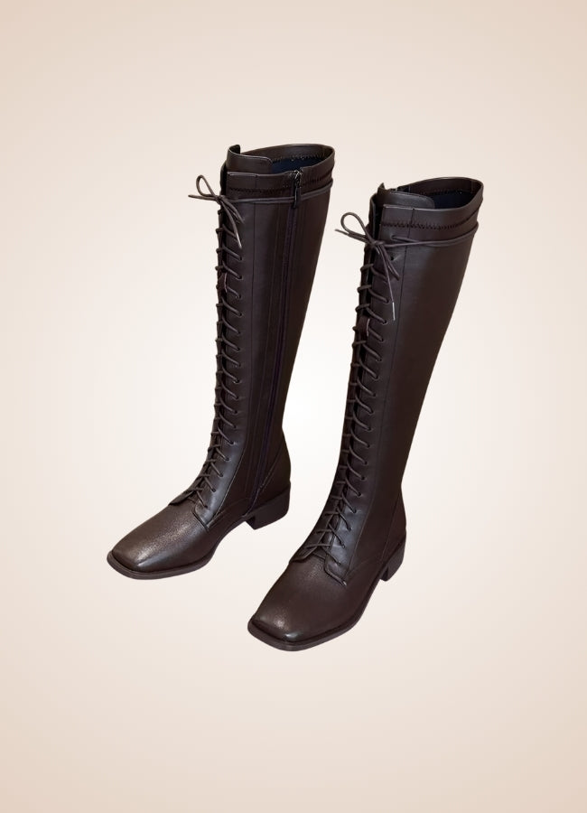 Leather Victorian High Knee Boots UK