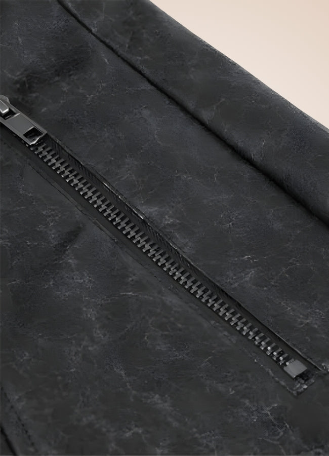 Man High Collar Leather Coat UK