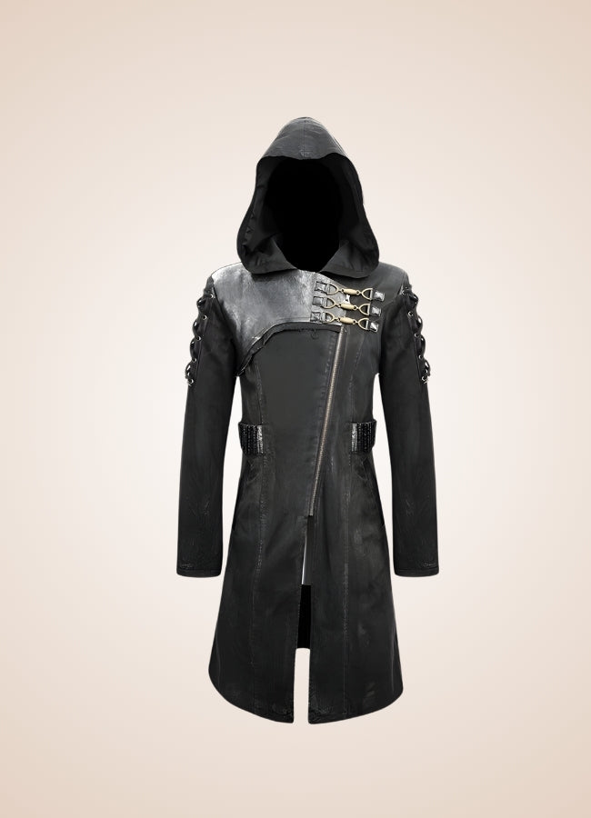 Man Hooded Goth Trench Coat UK