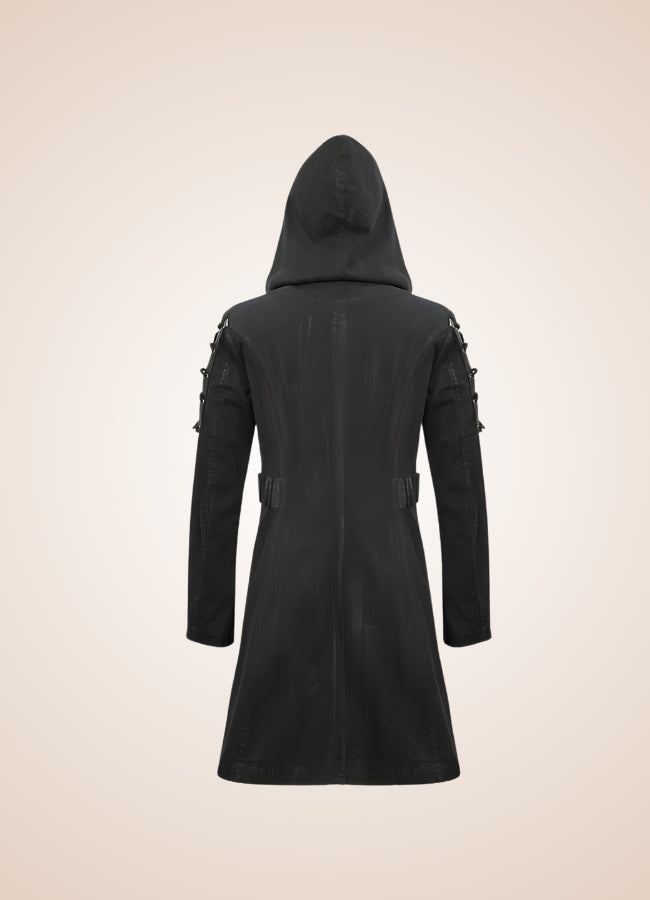 Man Hooded Goth Trench Coat UK