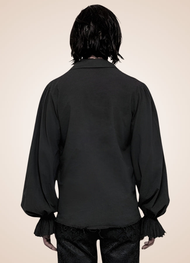 Men's Black Ruffled Renaissance Shirt UK