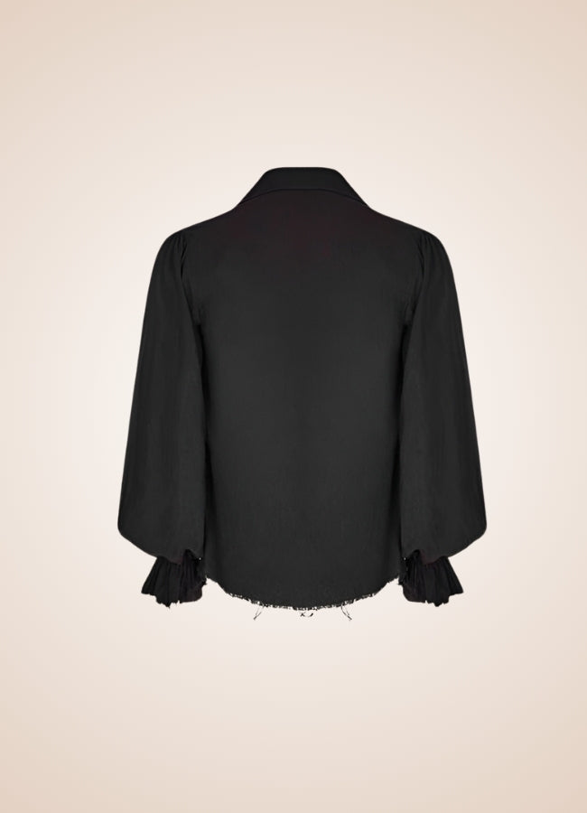 Men's Black Ruffled Renaissance Shirt UK