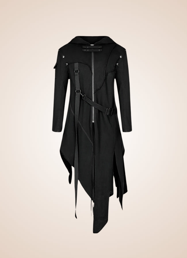 Men's Dark Punk Hooded Trench Coat UK
