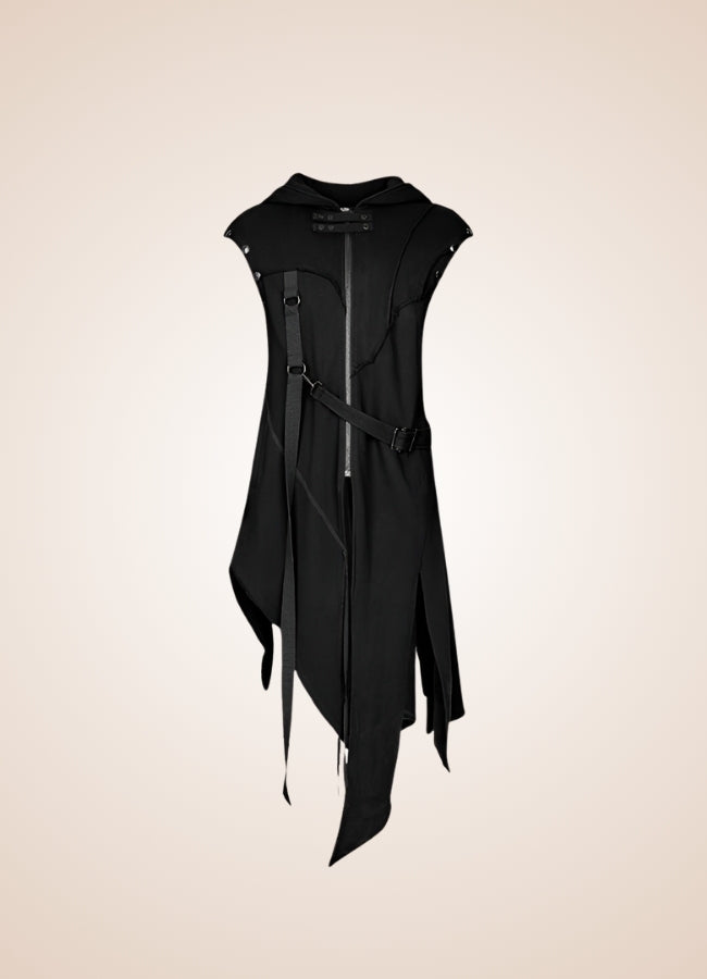 Men's Dark Punk Hooded Trench Coat UK