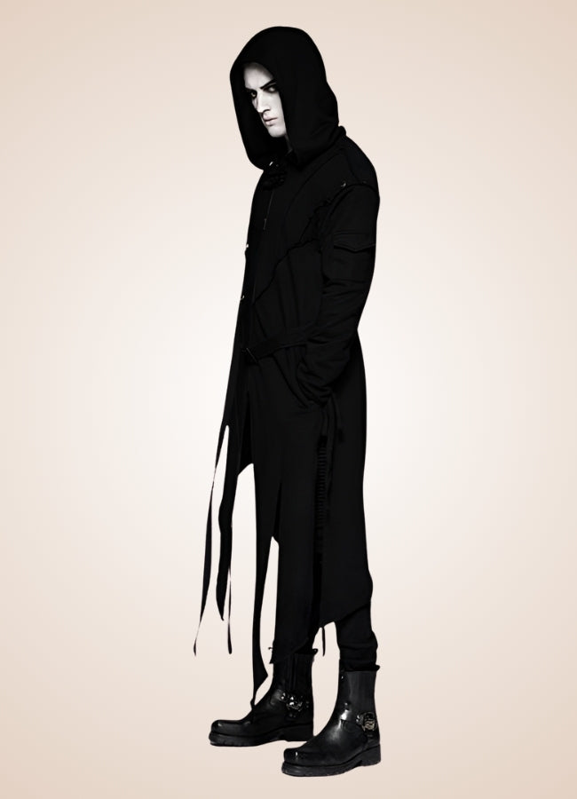 Men's Dark Punk Hooded Trench Coat UK