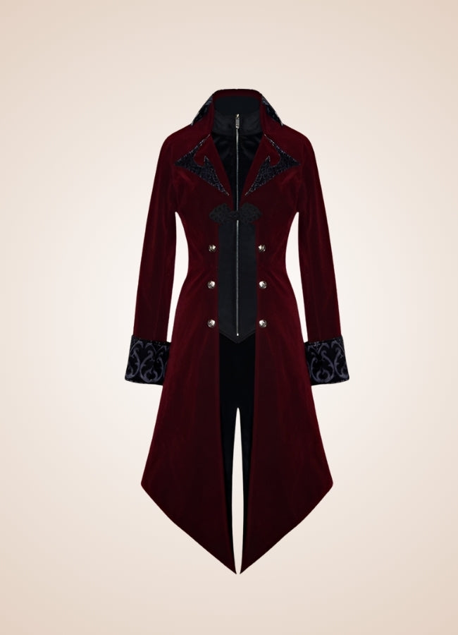 Men's Gothic Burgundy Frock Coat UK