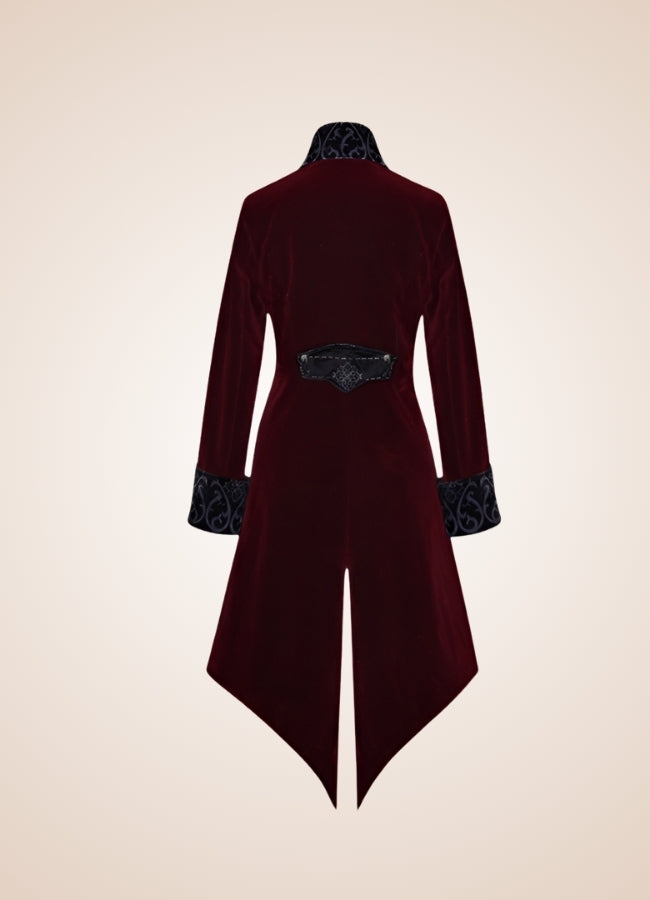 Men's Gothic Burgundy Frock Coat UK