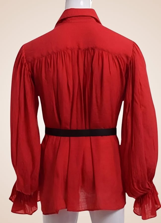 Men's Red Ruffled Renaissance Shirt UK
