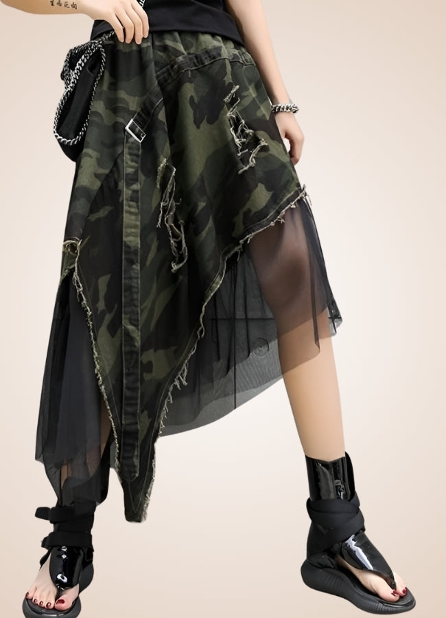 Military Pattern Steampunk Skirt UK