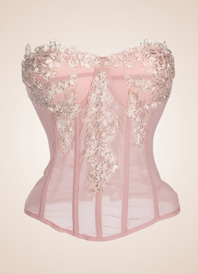 Pink Floral Steampunk Corset UK