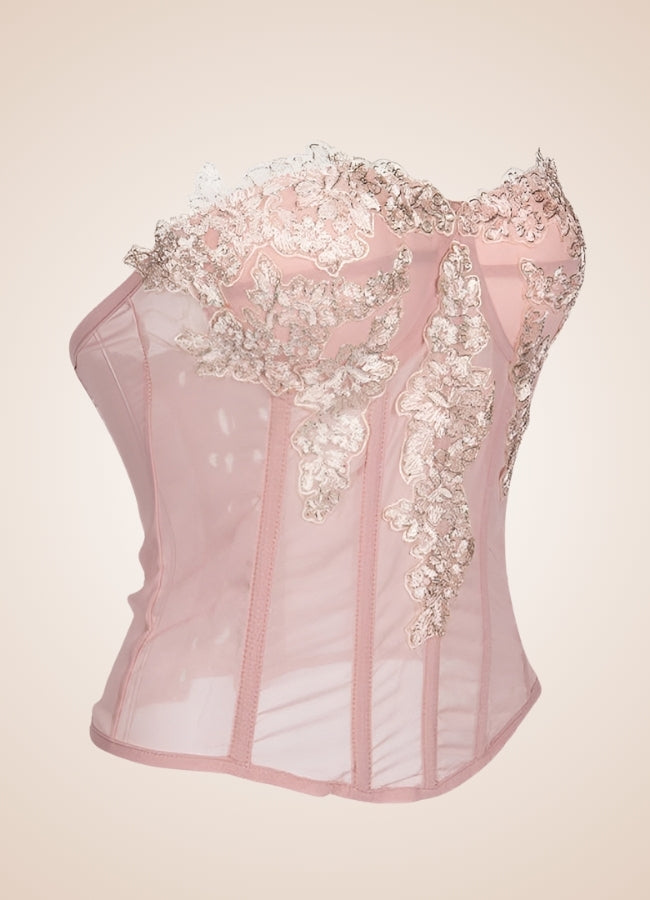 Pink Floral Steampunk Corset UK