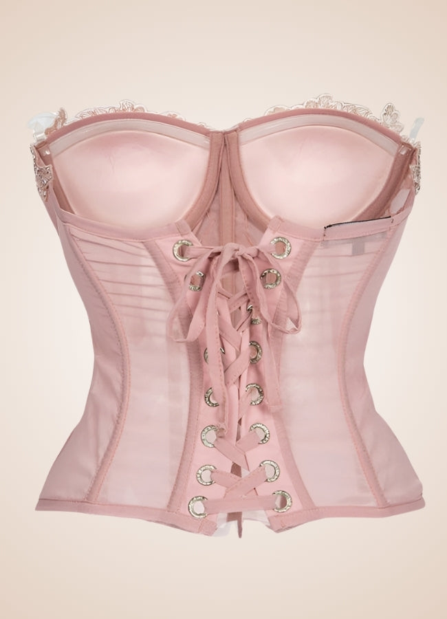 Pink Floral Steampunk Corset UK