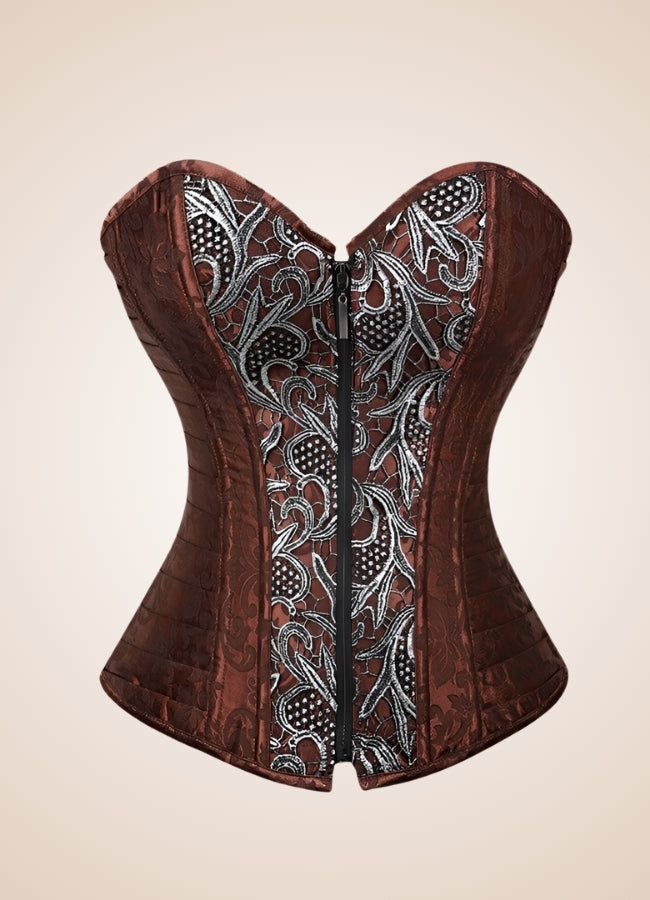 Pirate Brocade Zipper Steampunk Corset UK