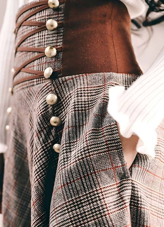 Plaid Long Steampunk Skirt UK