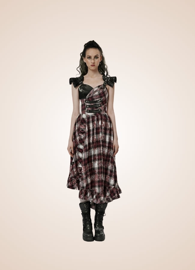 Plaid Retro Steampunk Dress UK
