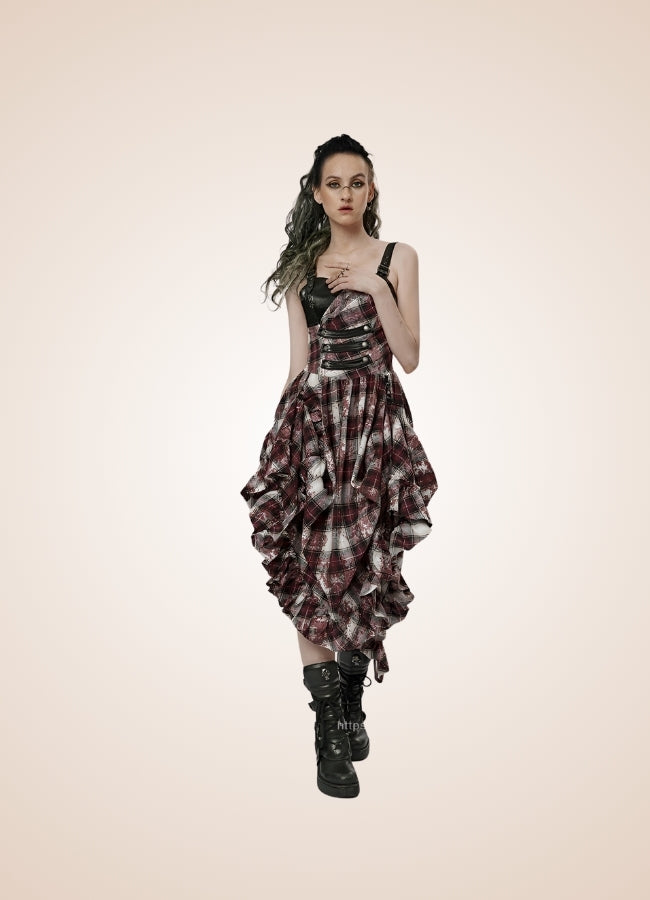 Plaid Retro Steampunk Dress UK