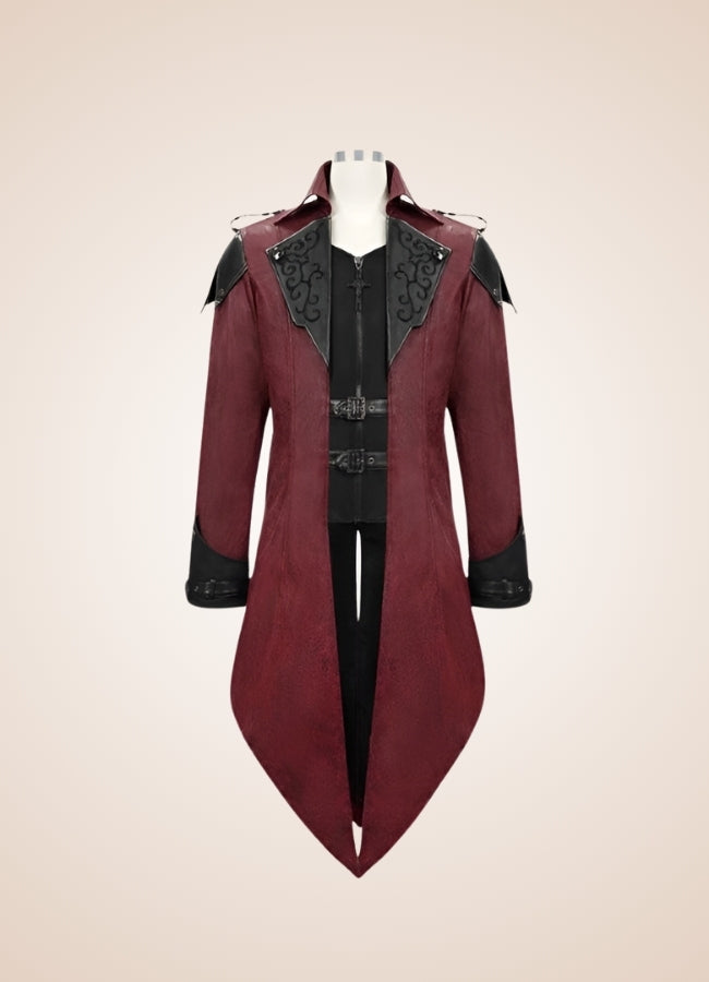 Red Punk Men's Frock Coat UK