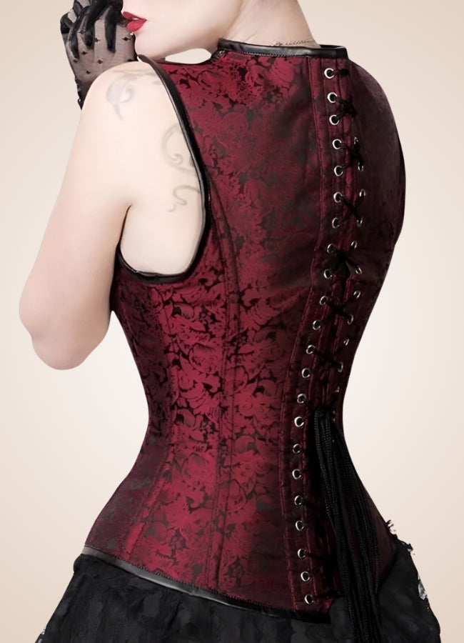 Red Steampunk Lace Up Corset UK