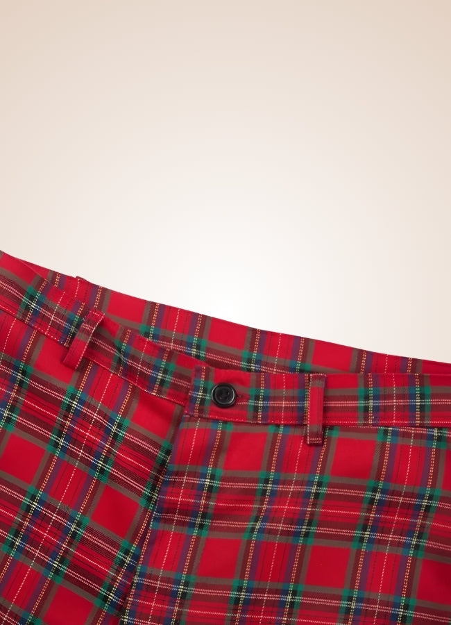 Red Steampunk Plaid Pants UK