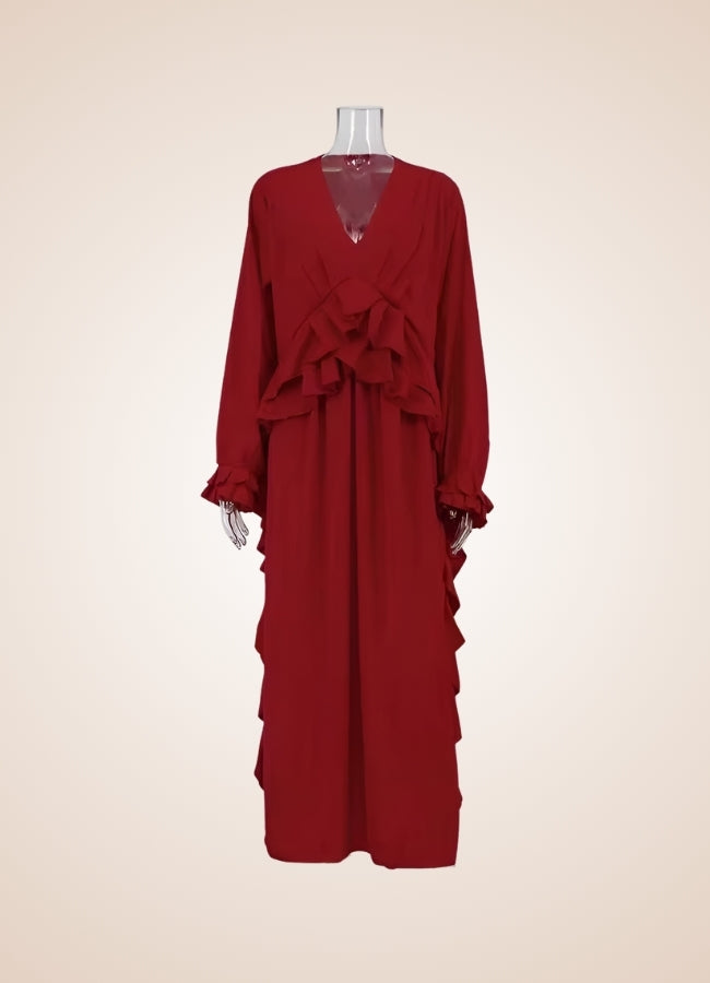 Red Steampunk Ruffle Dress UK
