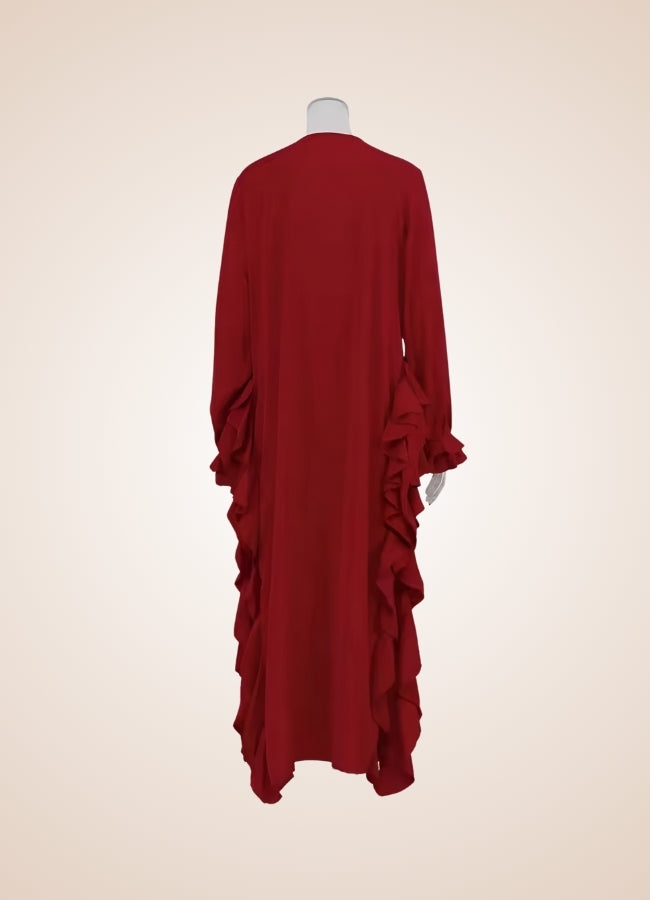 Red Steampunk Ruffle Dress UK