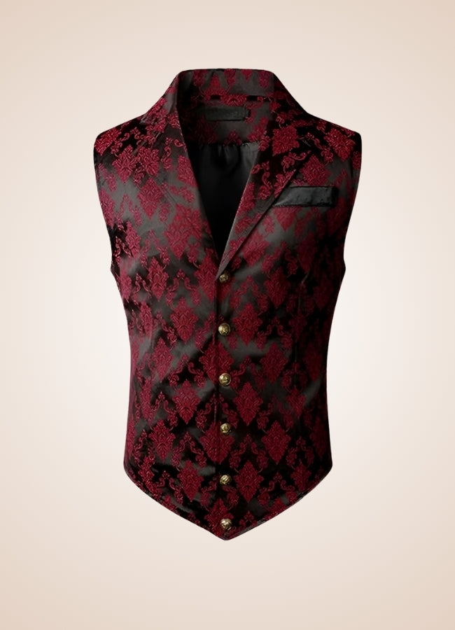 Red Steampunk V Neck Vest UK