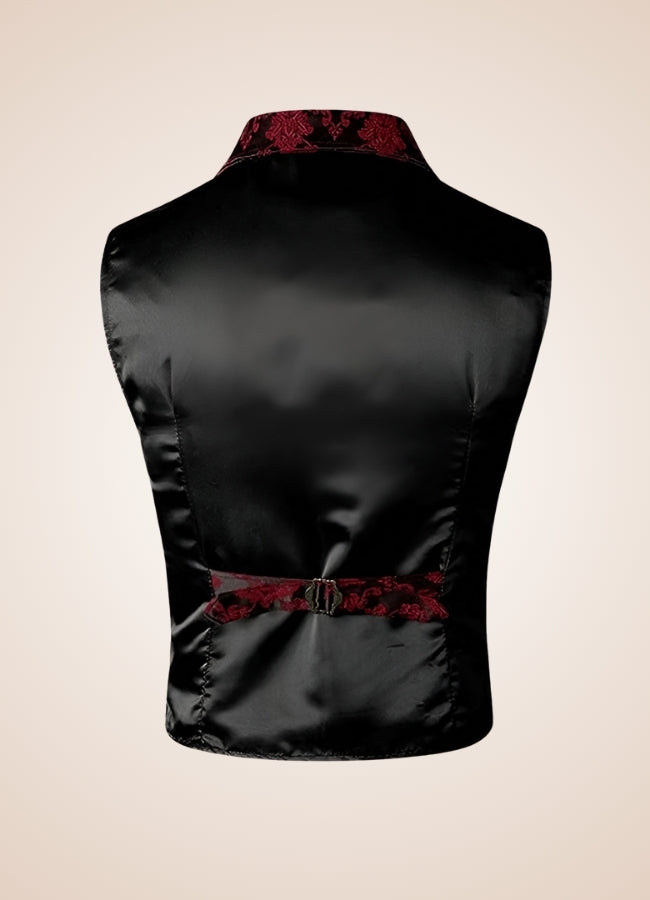 Red Steampunk V Neck Vest UK