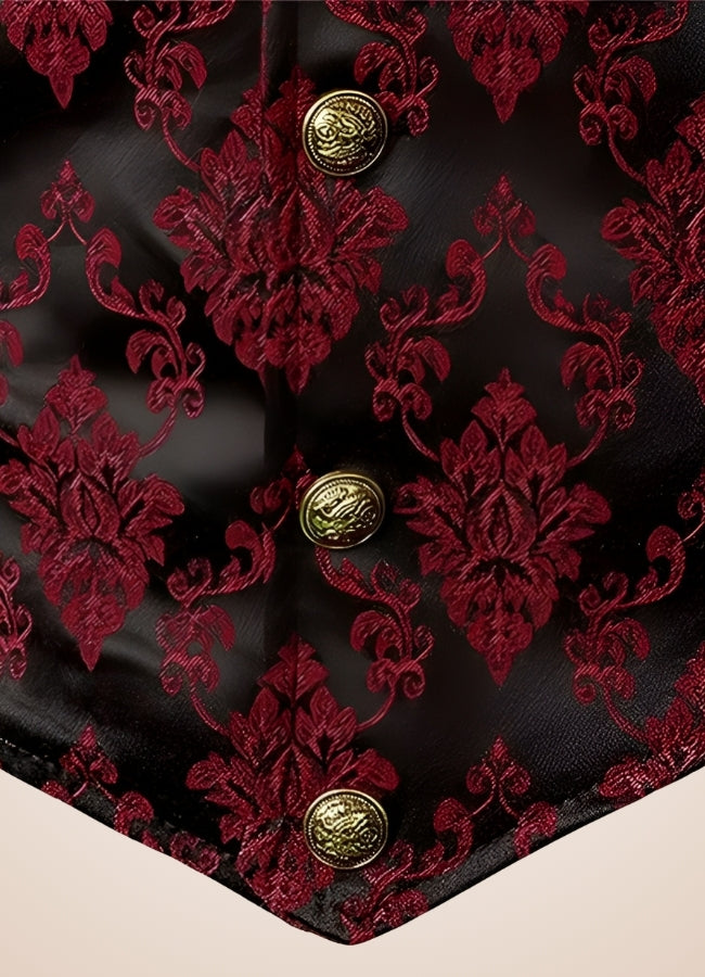 Red Steampunk V Neck Vest UK