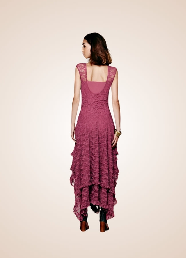 Red Wine Steampunk Long Dress UK