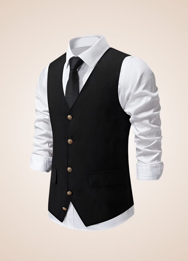 Retro Black Suit Vest UK